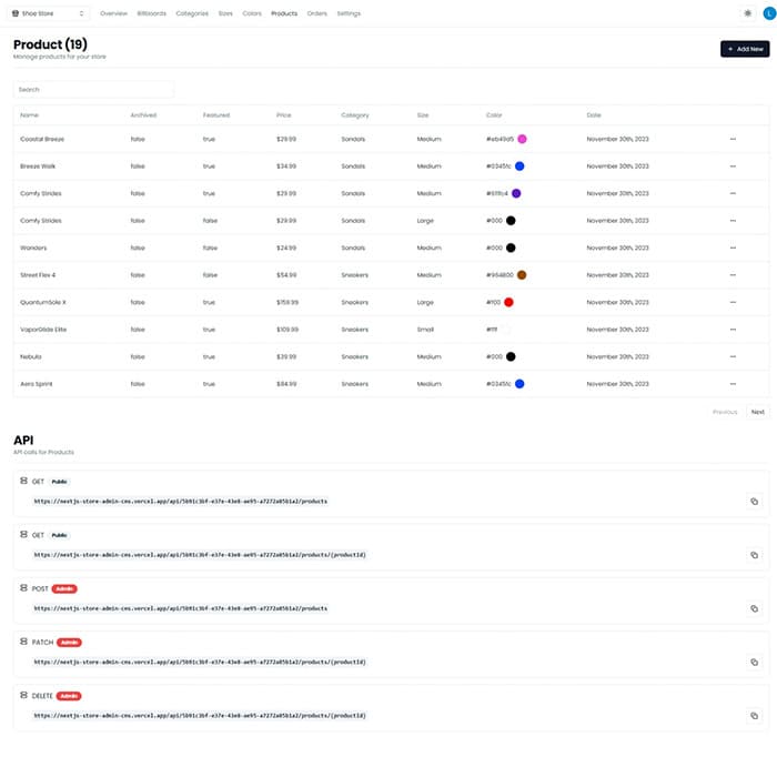 NextJS E-Commerce Store Admin CMS