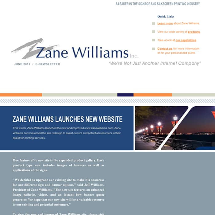 Zane Williams E-Newsletter Template